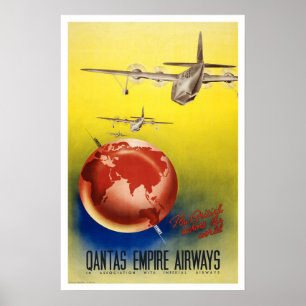 Vintage Reise, Quantas-Reich Fluglinien Poster