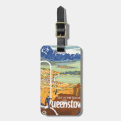 Vintage Reise Queenstowns, Neuseeland Gepäckanhänger (Vorderseite vertikal)