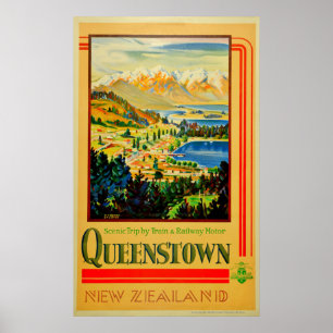 Vintage Reise Queenstowns Neuseeland Poster