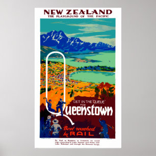 Vintage Reise Queenstowns Neuseeland Poster