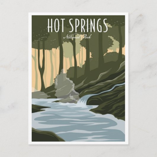 Vintage Reise Retro Hot Springs USA Nationalpark Postkarte (Vorderseite)