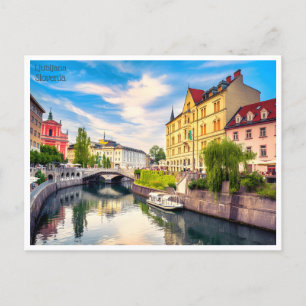 vintage Reise retro Ljubljana Slowenien Slovénie Postkarte