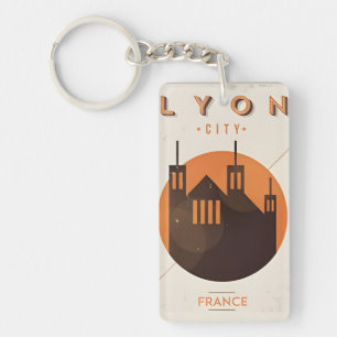 Vintage Reise Retro Souvenir Lyon france Tourismus Schlüsselanhänger