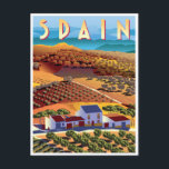 Vintage Reise Retro Spanien Tourismus Espana Postkarte<br><div class="desc">Vintag,  Retro,  Reisen,  modern,  Aquarell,  klassisch,  Spanien,  Tourismus,  Espana postcard, </div>