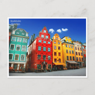 Vintage Reise Retro Stockholm Schweden Suède Postkarte