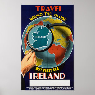 Vintage Reise rund um den Globus Erster See Irland Poster