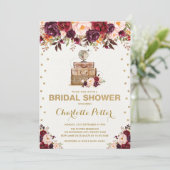 Vintage Reise-rustikales BlumenBrautparty-Party Einladung (Stehend Vorderseite)