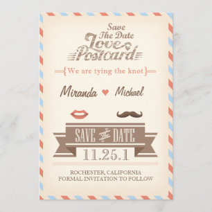 Vintage-Reise-Save-the-Date-Postkarte Save The Date