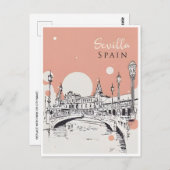 Vintage Reise Sevilla Spanien Sevilla Städtische T Postkarte (Vorne/Hinten)