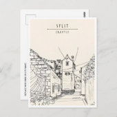 Vintage Reise Split Kroatien Kroatien Retro Touris Postkarte (Vorne/Hinten)