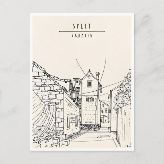 Vintage Reise Split Kroatien Kroatien Retro Touris Postkarte (Vorderseite)