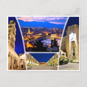 Vintage Reise Split Kroatien Kroatien Retro Touris Postkarte