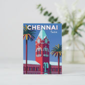 Vintage Reise Stadt Chennai Indien Urlaubsretro Postkarte (Stehend Vorderseite)