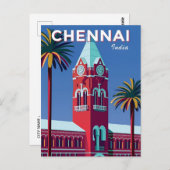 Vintage Reise Stadt Chennai Indien Urlaubsretro Postkarte (Vorne/Hinten)