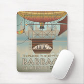 Vintage Reise-Stadt von Babbage Luftschiff Mousepad (Mit Mouse)