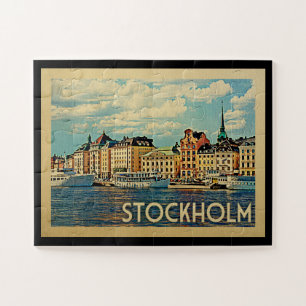 Vintage Reise Stockholms Schweden Puzzle