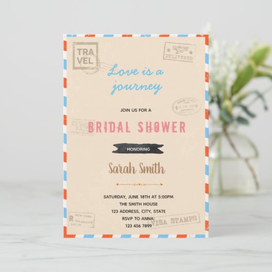 Vintage Reise Thema Einladung (Stehend Vorderseite)