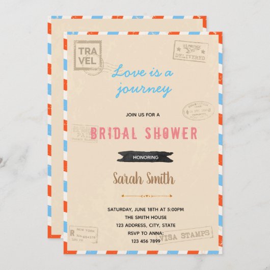 Vintage Reise Thema Einladung (Vorne/Hinten)
