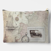 Vintage Reise Thema Monogramm Zubehörtasche (Rückseite)