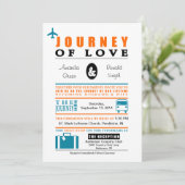 Vintage Reise-Themed Einladung - aquamarin u. (Stehend Vorderseite)