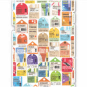 Vintage Reise Tickets Muster. Aufkleber (Vorderseite)
