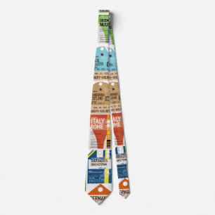 Vintage Reise Tickets Muster. Gepäckanhänger Krawatte