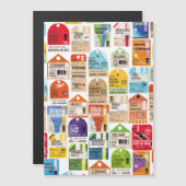 Vintage Reise Tickets Muster. Magnetkarte (Vorne/Hinten)