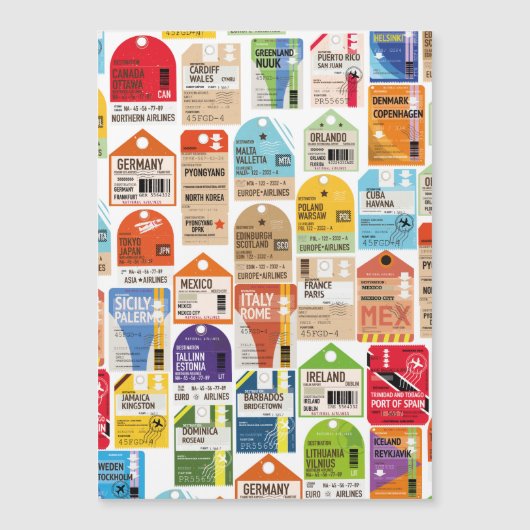 Vintage Reise Tickets Muster. Magnetkarte (Vorderseite)