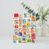 Vintage Reise Tickets Muster. Postkarte (Stehend Vorderseite)