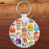 Vintage Reise Tickets Muster. Schlüsselanhänger (Vorderseite)