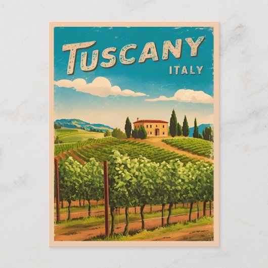 Vintage Reise Toskana Italien Retro Landschaftlich Postkarte (Vorderseite)