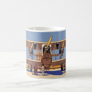 Vintage-Reise- und Transport-Doppeldecker-Flugzeug Kaffeetasse