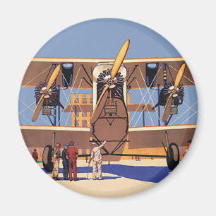Vintage Reise- und Transport-Doppeldecker Flugzeug Magnet