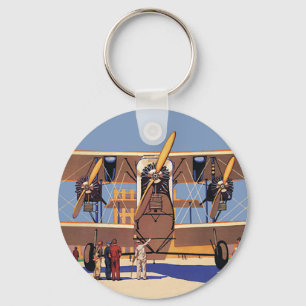 Vintage-Reise- und Transport-Doppeldecker-Flugzeug Schlüsselanhänger