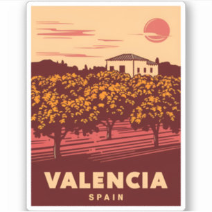 Vintage Reise Valencia Spanien Retro Landschaft Aufkleber