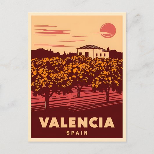 Vintage Reise Valencia Spanien Retro Landschaft Postkarte (Vorderseite)