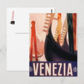 Vintage Reise Venedig, Italien - Postkarte (Vorne/Hinten)