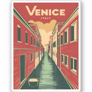 Vintage Reise Venedig Italien Retro Grafik Aufkleber