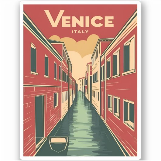 Vintage Reise Venedig Italien Retro Grafik Aufkleber (Vorderseite)