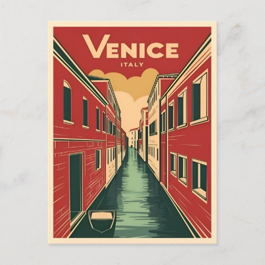 Vintage Reise Venedig Italien Retro Grafik Postkarte (Vorderseite)