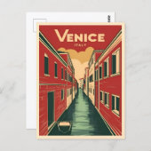 Vintage Reise Venedig Italien Retro Grafik Postkarte (Vorne/Hinten)