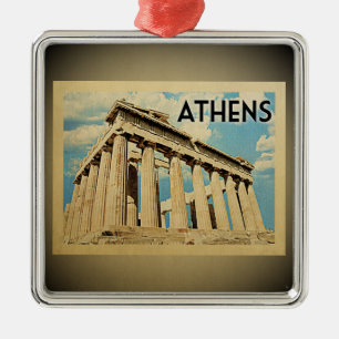 Vintage Reise-Verzierung Athens Griechenland Silbernes Ornament