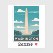 Vintage Reise Washington Monument Retro Landschaft Aufkleber (Blatt)