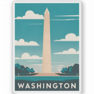 Vintage Reise Washington Monument Retro Landschaft Aufkleber