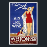 Vintage Reise, Weston-Super-Mare Poster<br><div class="desc">Vintage Reiseplakat für Weston-super-Mare.</div>