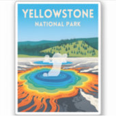 Vintage Reise Yellowstone Nationalpark Landschaft Aufkleber (Vorderseite)