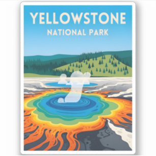 Vintage Reise Yellowstone Nationalpark Landschaft Aufkleber