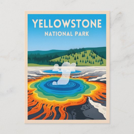 Vintage Reise Yellowstone Nationalpark Landschaft Postkarte (Vorderseite)