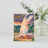 Vintage Reise Yellowstone Nationalpark Retro Postkarte (Stehend Vorderseite)