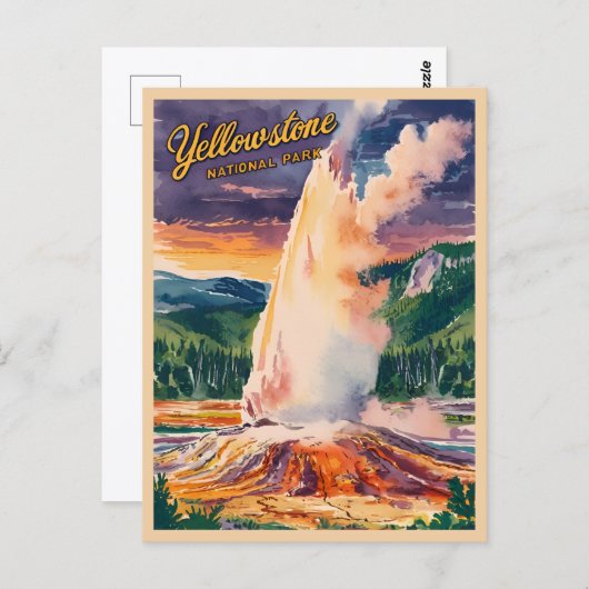 Vintage Reise Yellowstone Nationalpark Retro Postkarte (Vorne/Hinten)